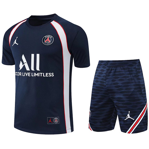 Paris saint-germain training jersey sportswear uniform men's soccer shirt football short sleeve suit sport navy top t-shirt 2022-2023